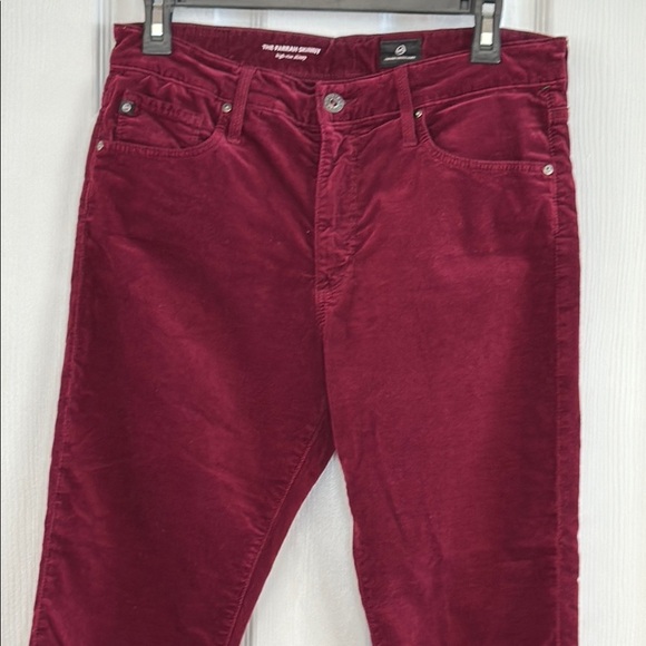 AG Adriano Goldschmied The Farrah High Waist Marron Peak Velvet Skinny Jeans 30R - Picture 9 of 13